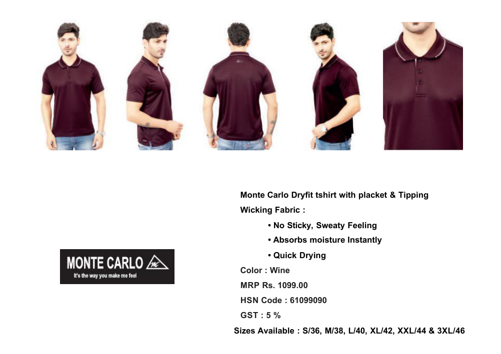 Monte Carlo Dry-Fit T-Shirt Catalogue